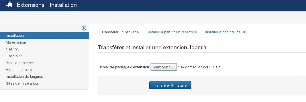 Installation dans Joomla de Flexicontent